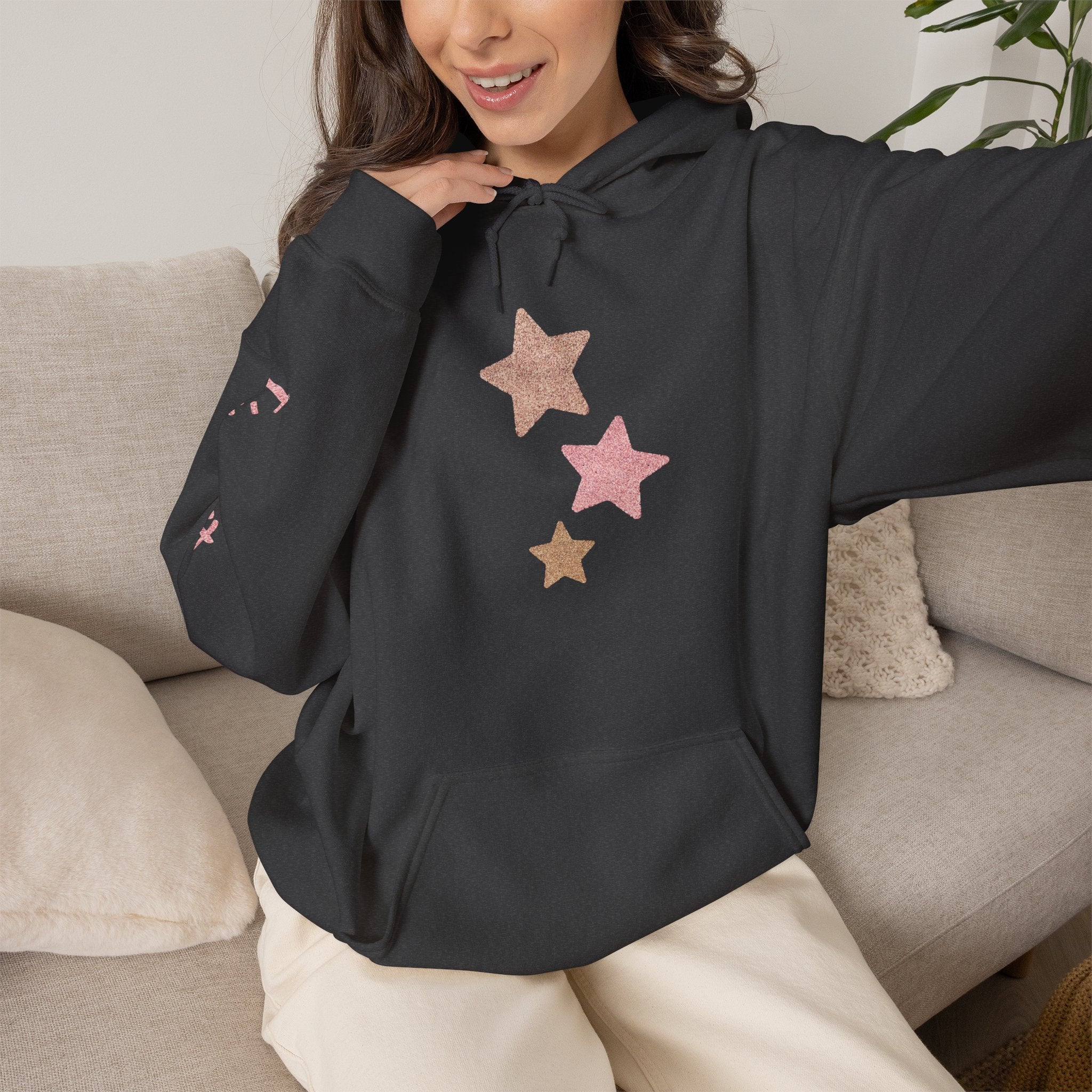 Pink Glitter Stars Sweter