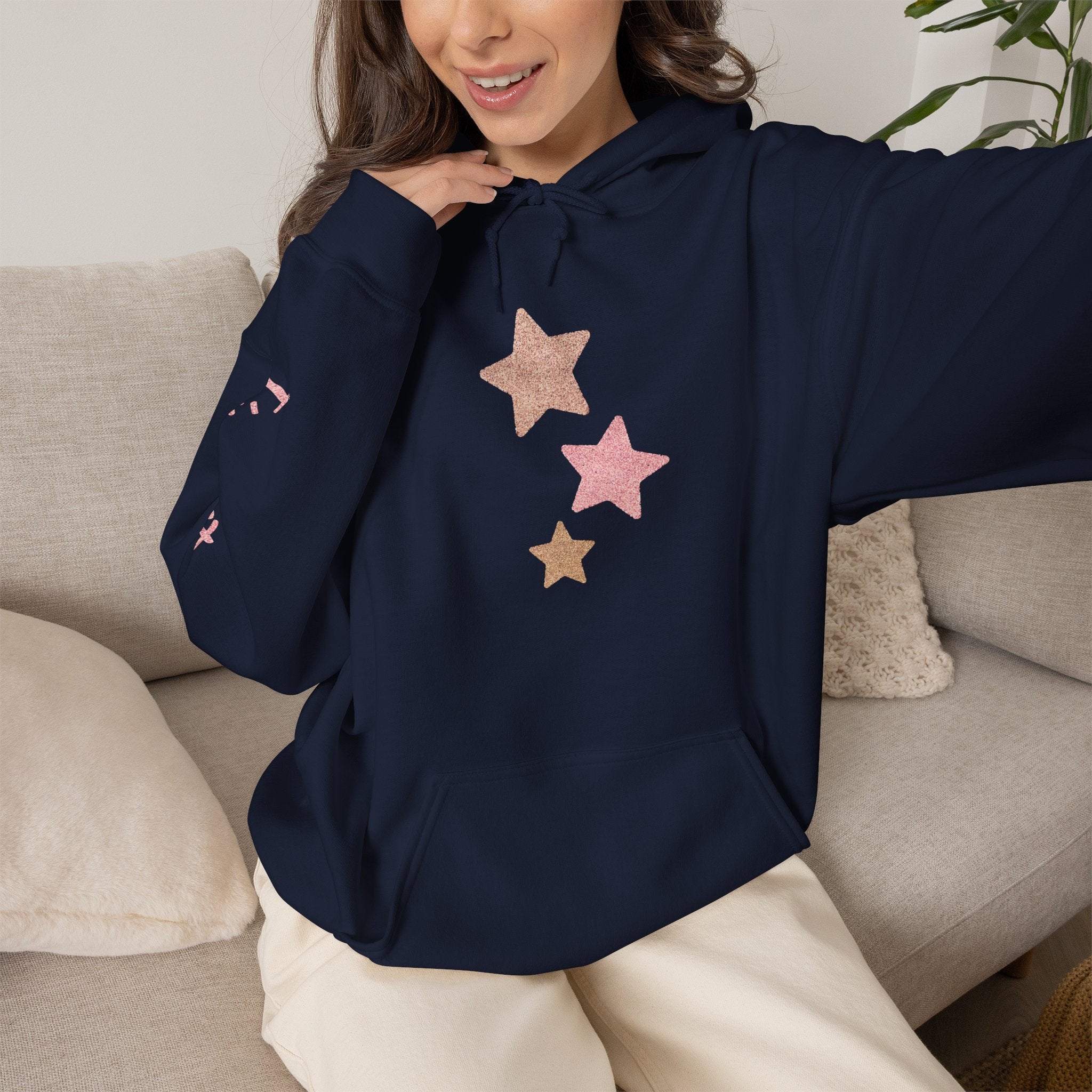 Pink Glitter Stars Sweter