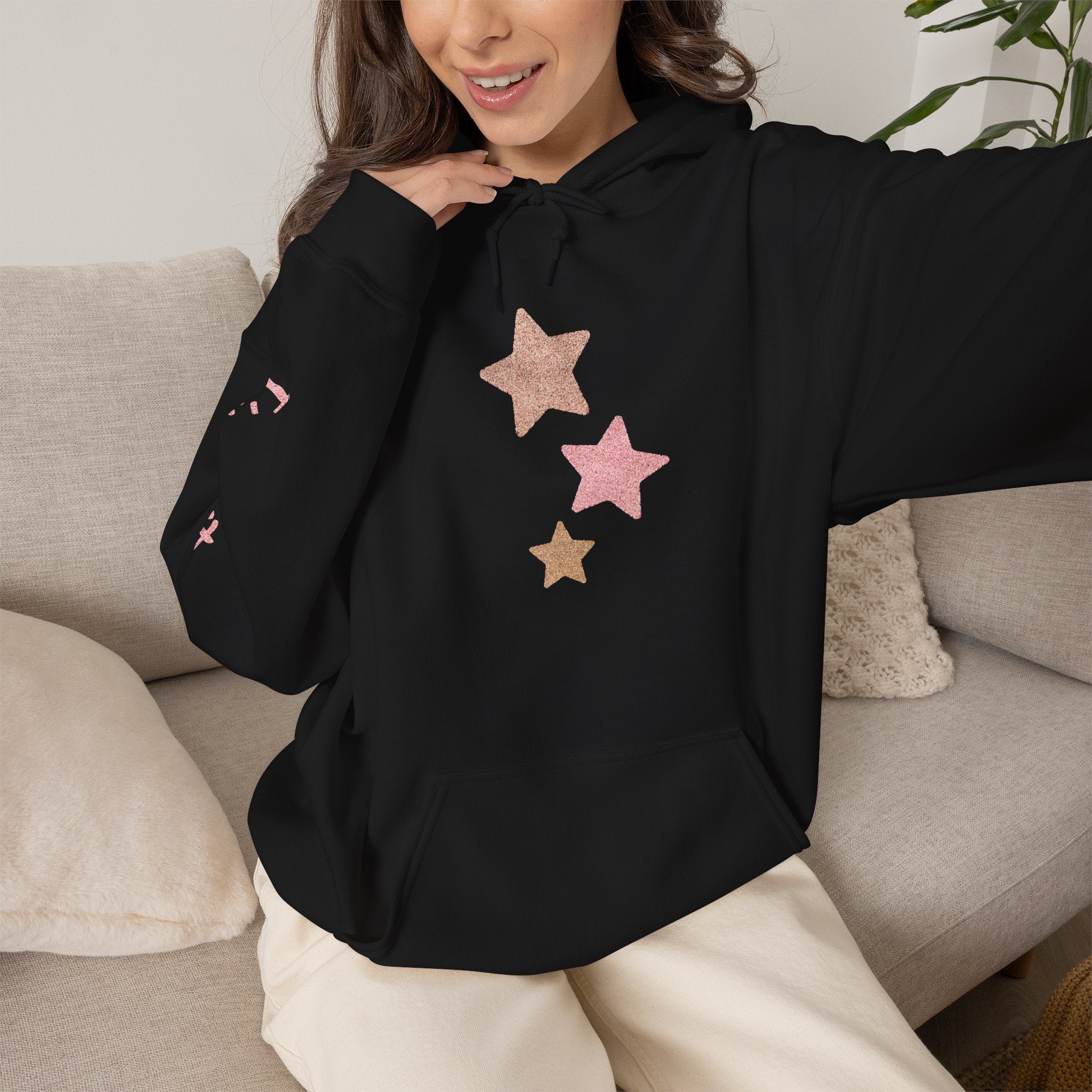 Pink Glitter Stars Sweter