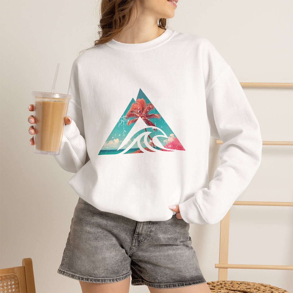 Tropical Wave Triangle Crewneck Sweatshirt